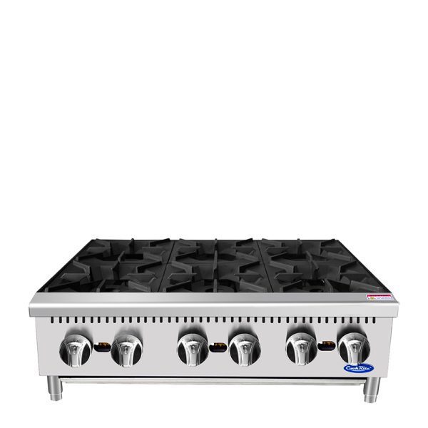 CookRite ACHP-6, 192,000 Btu Gas Countertop Hot Plate, 6 Burner