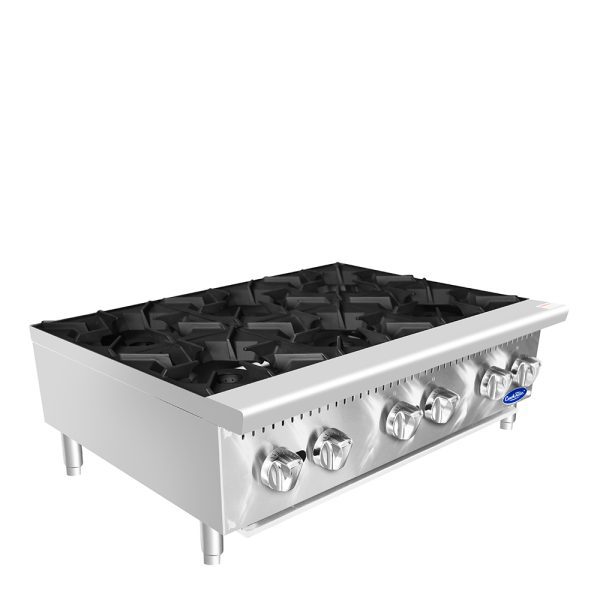 CookRite ACHP-6, 192,000 Btu Gas Countertop Hot Plate, 6 Burner