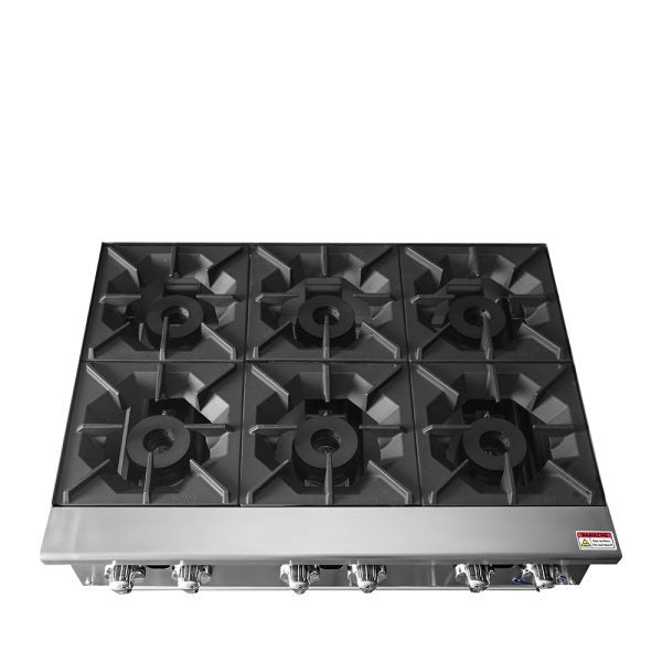 CookRite ACHP-6, 192,000 Btu Gas Countertop Hot Plate, 6 Burner