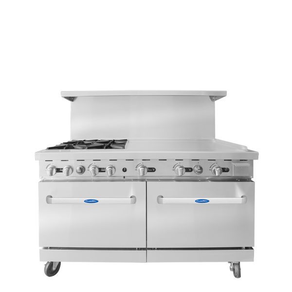 CookRite AGR-4B36GR, 257,000 Btu Restaurant Range, 4 Burner, 2 Standard Oven, 36" Manual Griddle