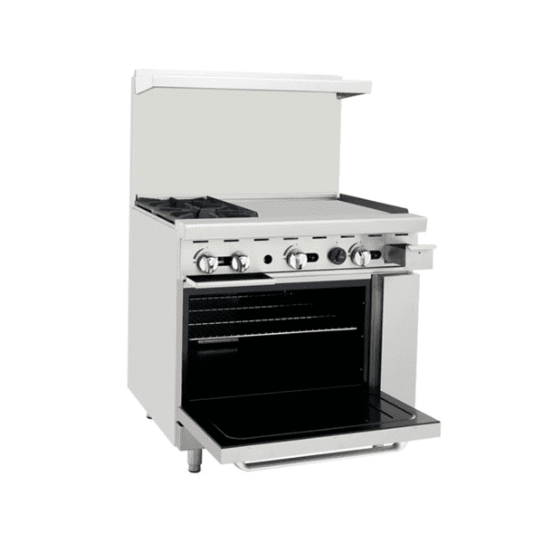 CookRite AGR-2B24GR, 136,000 Btu Restaurant Range, 2 Burner, Standard Oven, 24" Manual Griddle