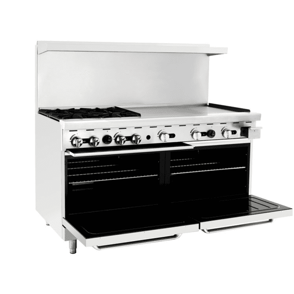 CookRite AGR-4B36GR, 257,000 Btu Restaurant Range, 4 Burner, 2 Standard Oven, 36" Manual Griddle