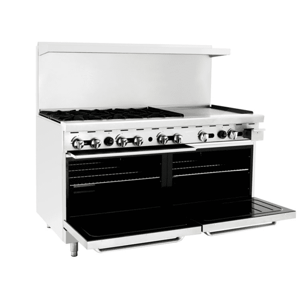 CookRite AGR-6B24GR, 294,000 Btu Restaurant Range, 6 Burner, 2 Standard Oven, 24" Manual Griddle