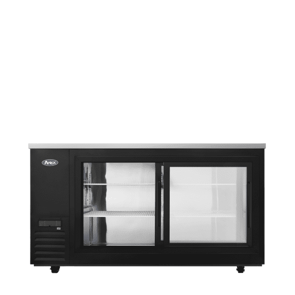 Atosa SBB69SGGRAUS2 – 69″ Black Shallow Depth Back Bar Cooler with Sliding Glass Doors