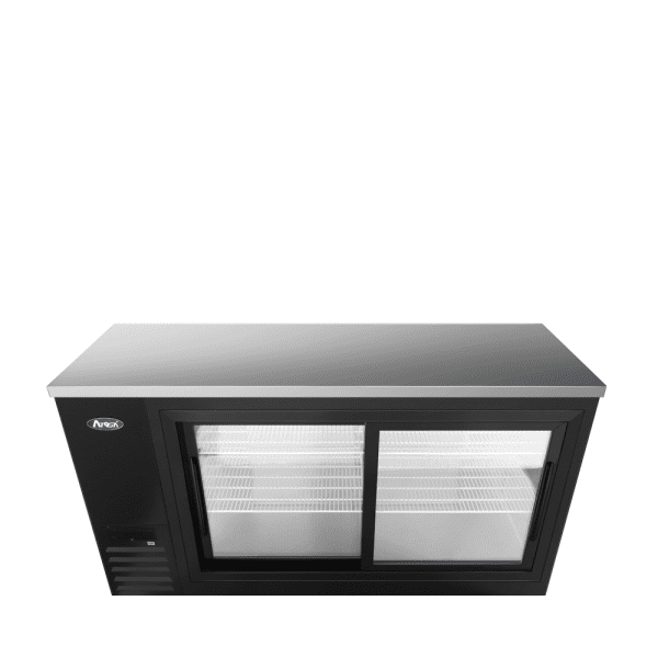 Atosa SBB69SGGRAUS2 – 69″ Black Shallow Depth Back Bar Cooler with Sliding Glass Doors